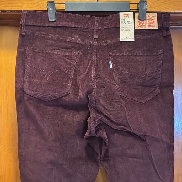Levi’s 721 Maroon Button Fly Slim Corduroys Women’s US 14 - Picture 4 of 9